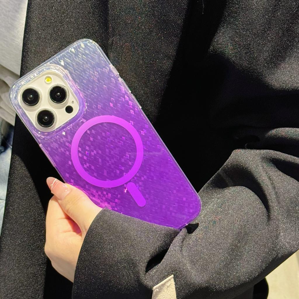 For iPhone 15 Pro Max Magnetic Case Geometric Rhombus IMD PC+TPU Phone Cover