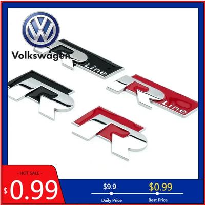 YKPSC1 VW 2026 Hot 3D Car Badge Decal Grill Side Rear Trunk Emblem Sticker for Rline R Logo Polo Passat B5 B6 B7 Golf Jetta