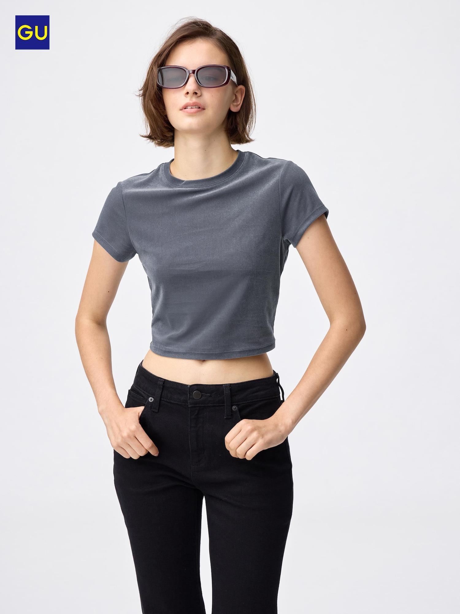 

Uniqlo Gu Укороченная футболка из велюра 08 DARK GRAY/WOMEN XL