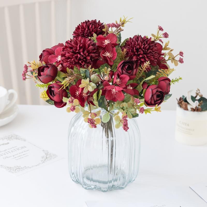 Artificial Flowers Cheaper Tea Rose Buds Diy Candy Box Vase for Home Room Decor Christmas Garland Wedding Bouquet Silk Hydrangea