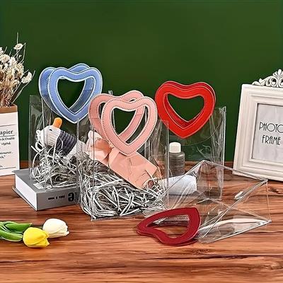 1PC Heart Shaped Handle Creative PVC Wedding Transparent Wrapping Gift Bag Candy Chocolates Cookies Party Supplies