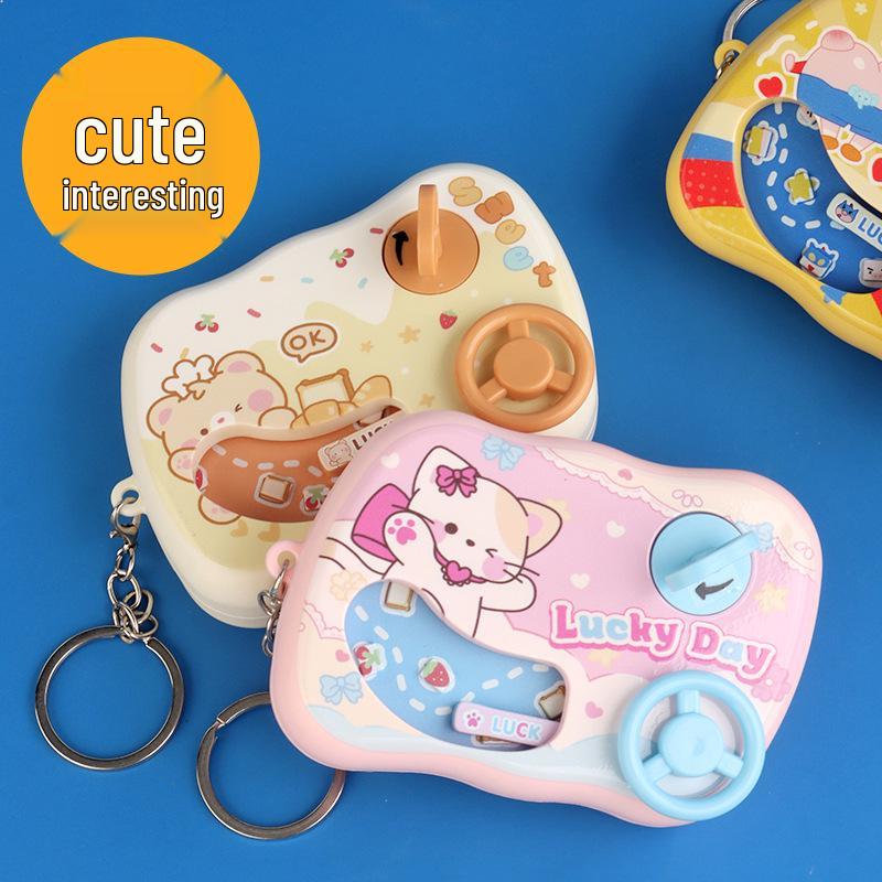 Mini Car Racing Game Keychain with Steering Wheel Pendant - Adventure Toy