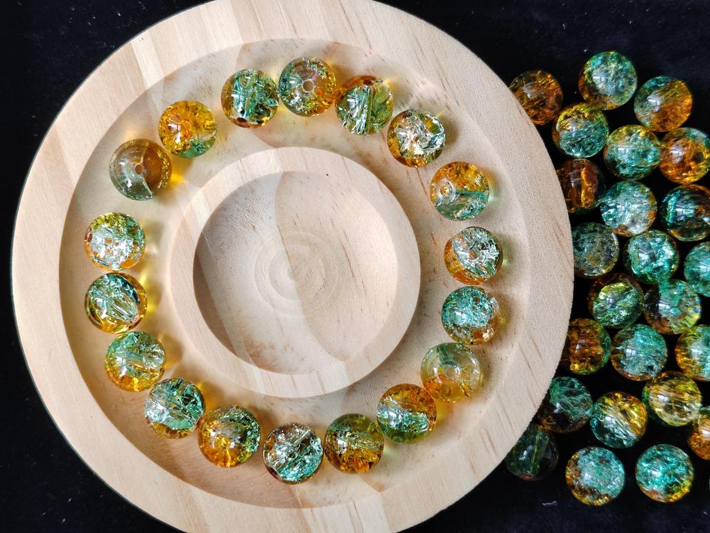 25 pz/lotto 9-10mm multicolore ciondoli fai da te braccialetto perline splicing colore crepe perline sciolte con foro per la creazione di gioielli artigianato