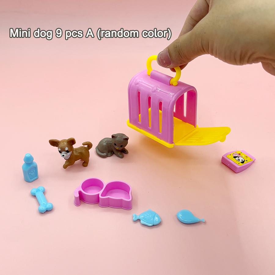 Dollhouse Item Kawaii Mini Dog Doll Accessories Puppy Cat Set Plastic Mini Items Toys for Children 3+ Funny Educational Toy