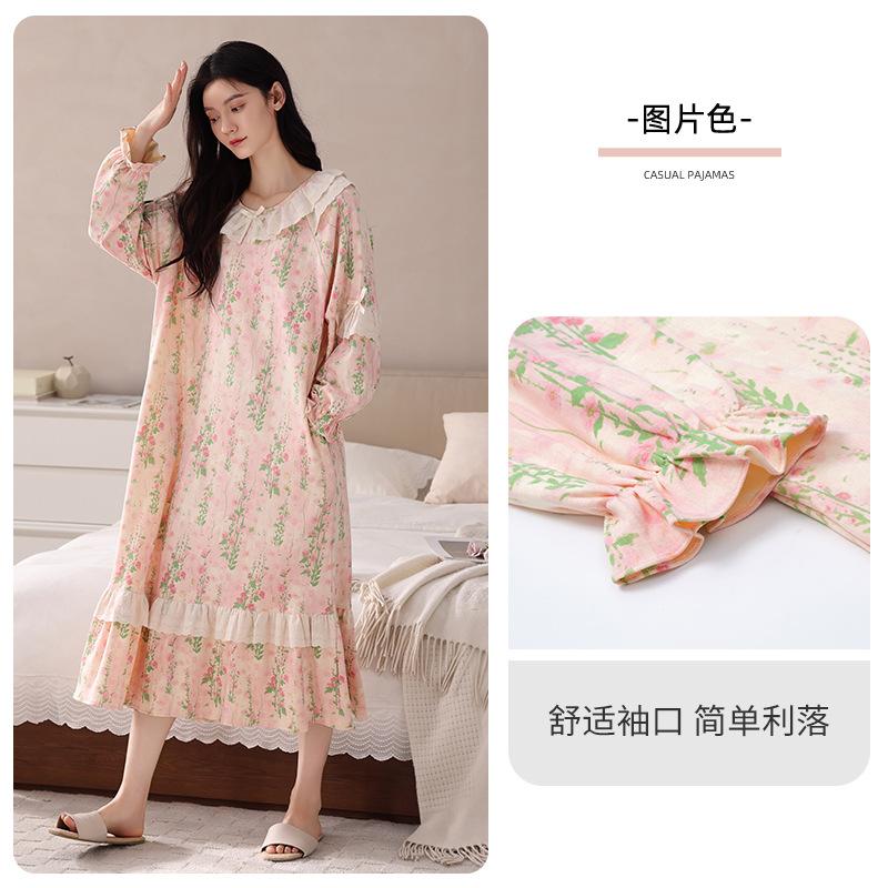 Pajamas Women'S Spring And Autumn Models, Pure Cotton Women'S Long-Sleeved Autumn Can Be Worn Outside, Sweet And Cute Pajamas Women'S Models