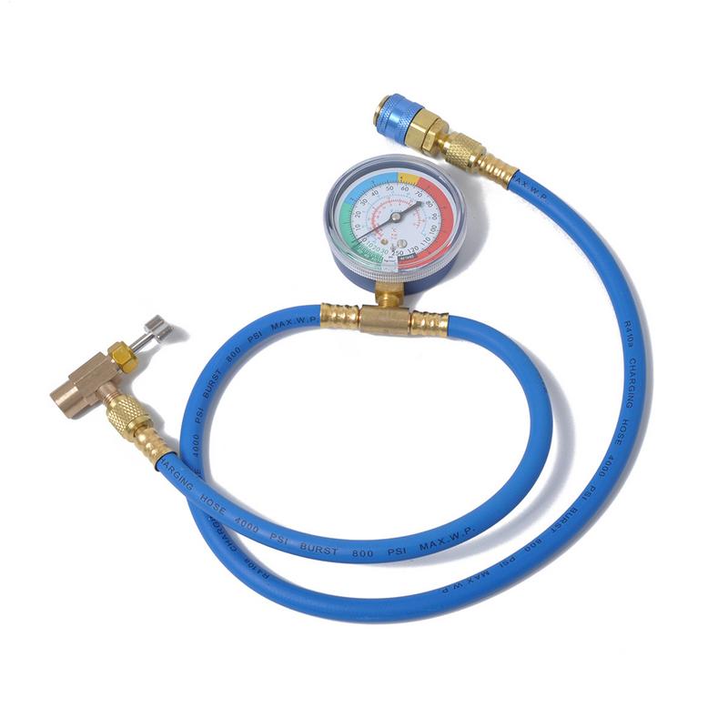R134A Car AC Air Conditioning Refrigerant Recharge Measuring Hose with Pressure Gauge Pressure Gauge Measuring Kit Reparing Tool