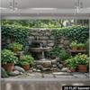 Natural stone fountain backdrop, featuring ivy climbing boards and double-tiered fountain, for indoor/outdoor decoration
