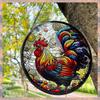 2025 Trend Rooster Acrylic Window Hangings 7.87" Rooster Sun Catcher Stained Glass Window Panels  For Home Garden Ornament