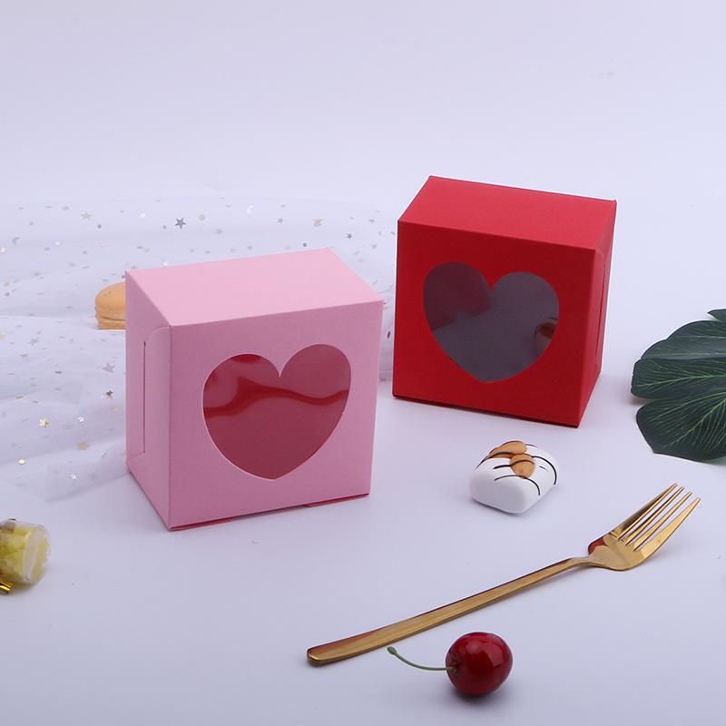 100pcs DIY Paper Box with Window Paper Gift Box Cake Packaging for Wedding Home Party Muffin Packaging