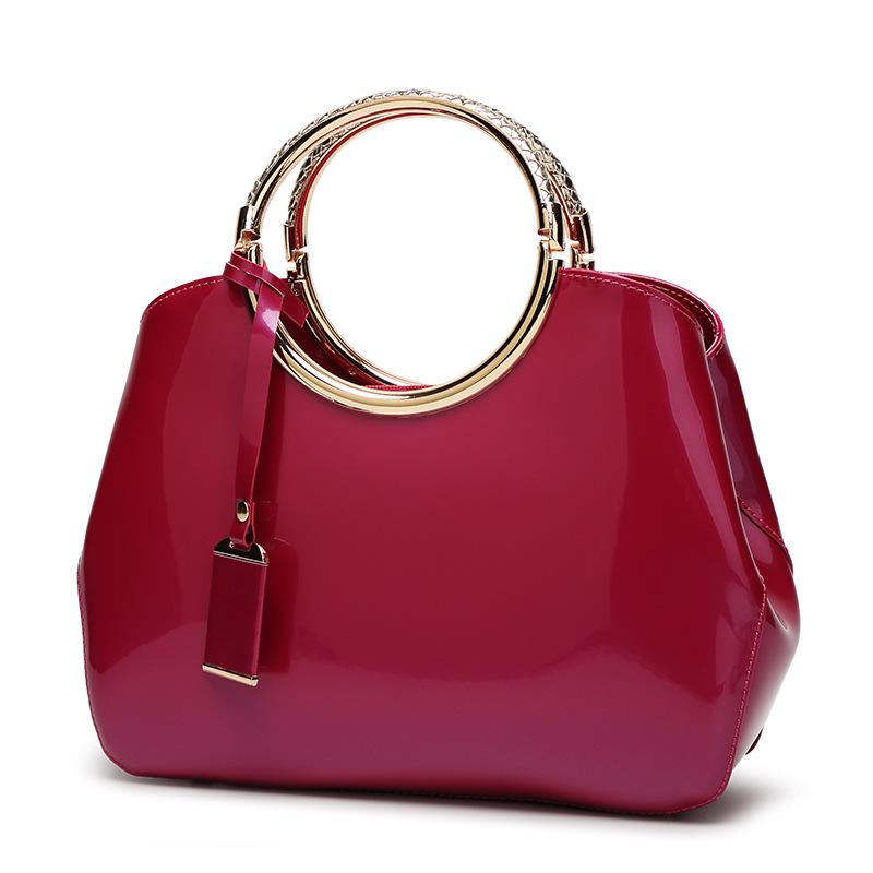 2019 Women's Shiny Patent Leather Shoulder Bag - European & American Fashion, Textured Handbag, Large Capacity