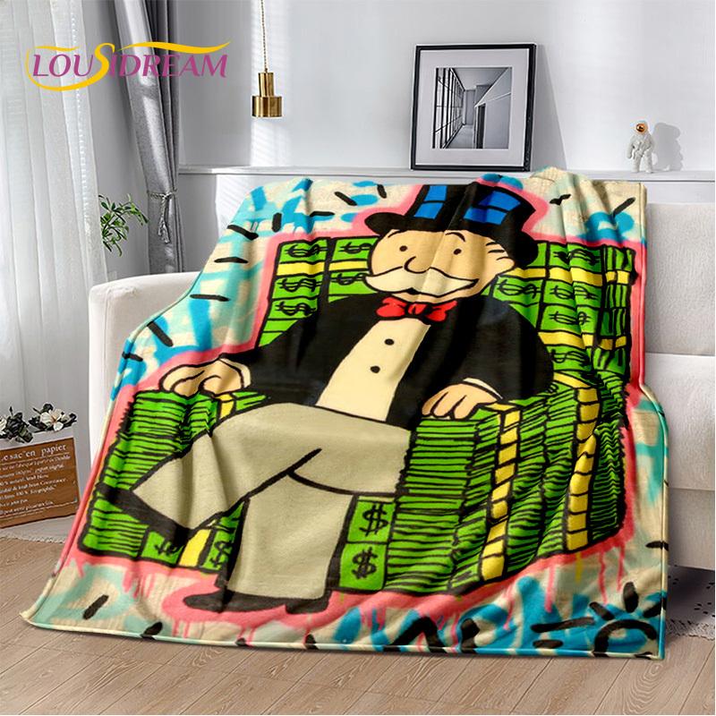 Games Dollar Monopoly Cartoon Money Soft Blankets,Keep Warm Throw Blanket Comfortable Blanket for Picnic Beds Sofa Home Bedroom