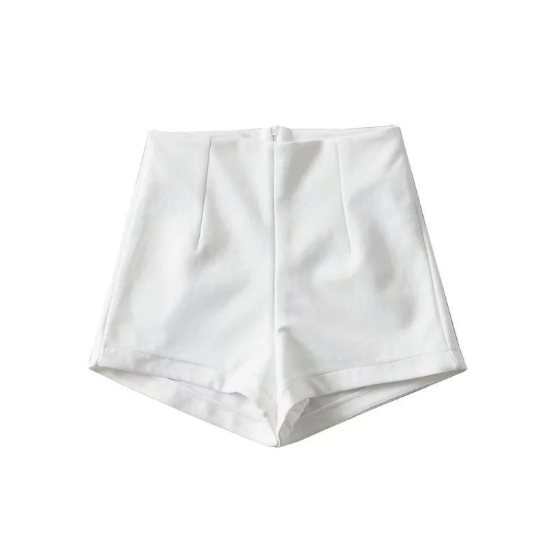 

Summer New Silm High Waist Simple Straight Hot Pants Sheath Pure Color All-Matching Casual Fashion Sexy Trendy Match Shorts White S