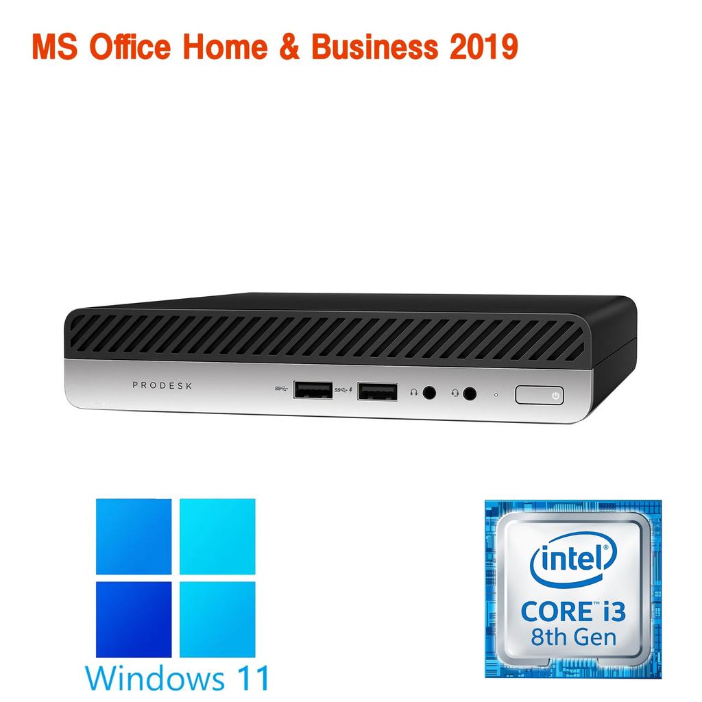 HP Mini PC 400G4 8th Generation Windows 11 Pro MS Office Home Business 2019 Wajun Bluetooth 8GB RAM 256GB SSD [Refurbished] / i3-8100T / / & / Wi-Fi /