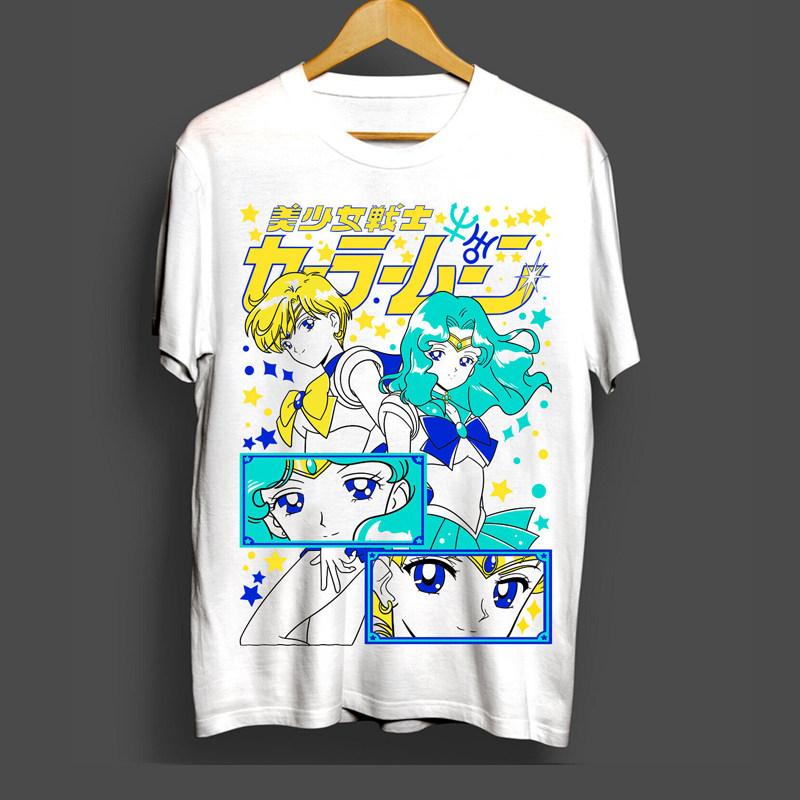Summer 2026 Sailor Moon Tianwang Yao Neptune Unisex Dark Tide Cool Wind Theme 100 Cotton Printed Tshirt for Boys and Girls