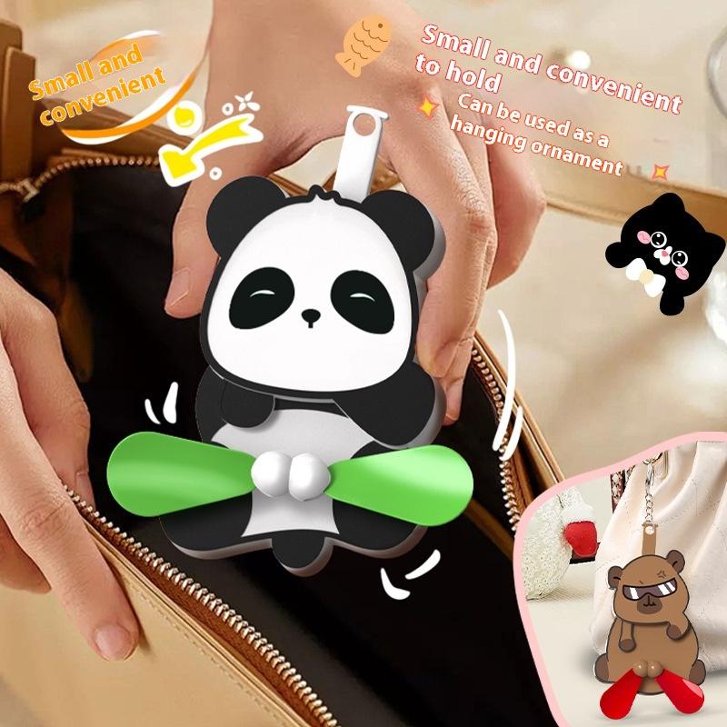 Cartoon Capybara Panda Hand-Pressed Hand-Cranked Small Fan Dormitory Mini Student Portable Hand-Held Manual Small Summer Fan