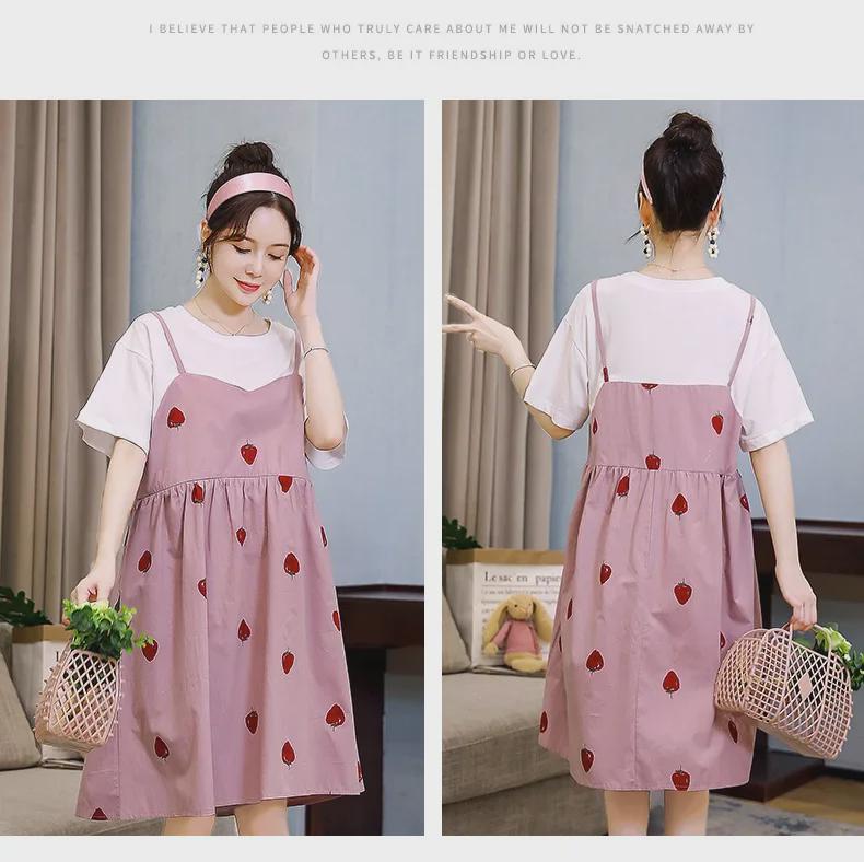 Summer 2023 Loose-Fit Maternity Dresses - Celebrity Style, Medium To Long Length, Belly-Covering Design