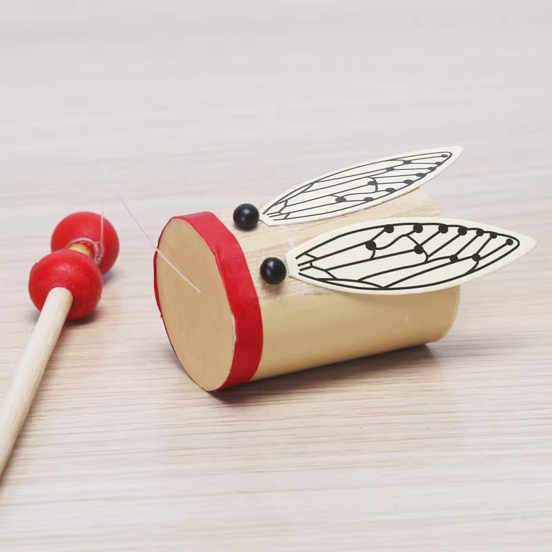 Bamboo Cicada Retro Rattle Drum - Handmade Toy & Kindergarten Gift
