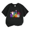 Kids Boys Girls 100% Cotton Crew Neck Short Sleeve T-shirt Cute Numberblocks Characters Print Casual Soft Breathable Tee for Children Daily Wear