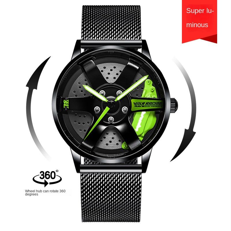 Ceas cu butuc de roți TE37 original SVJ, ceas tridimensional, cu masă rotativă, masă de modificare a mașinii, impermeabil, luminos, hidraulic, pentru bărbați