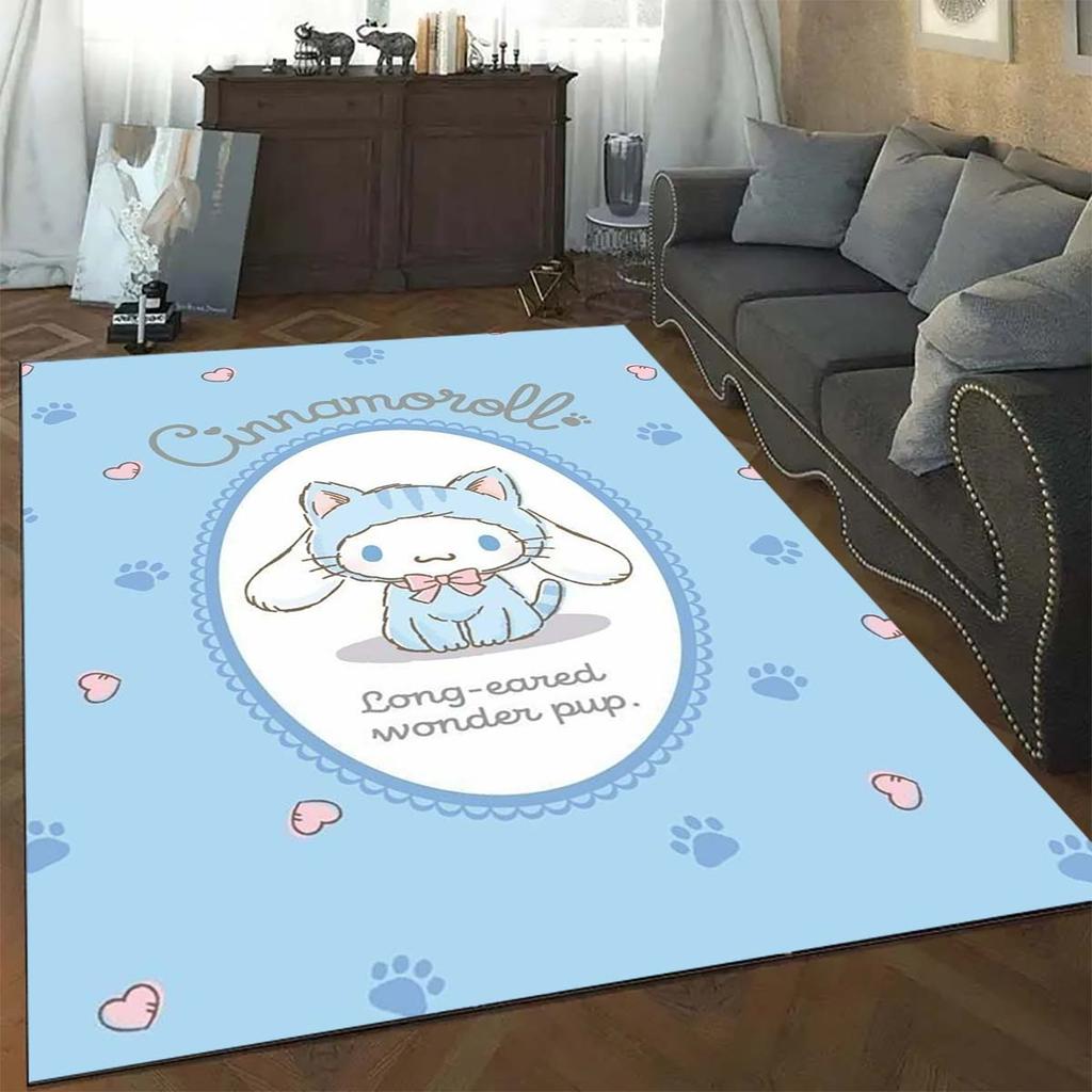 Cinnamoroll, My Melody, and Twin Stars Print Rug, Floor Protector Mat. Cute Cartoon Decorations for the Bedroom/children's Room.