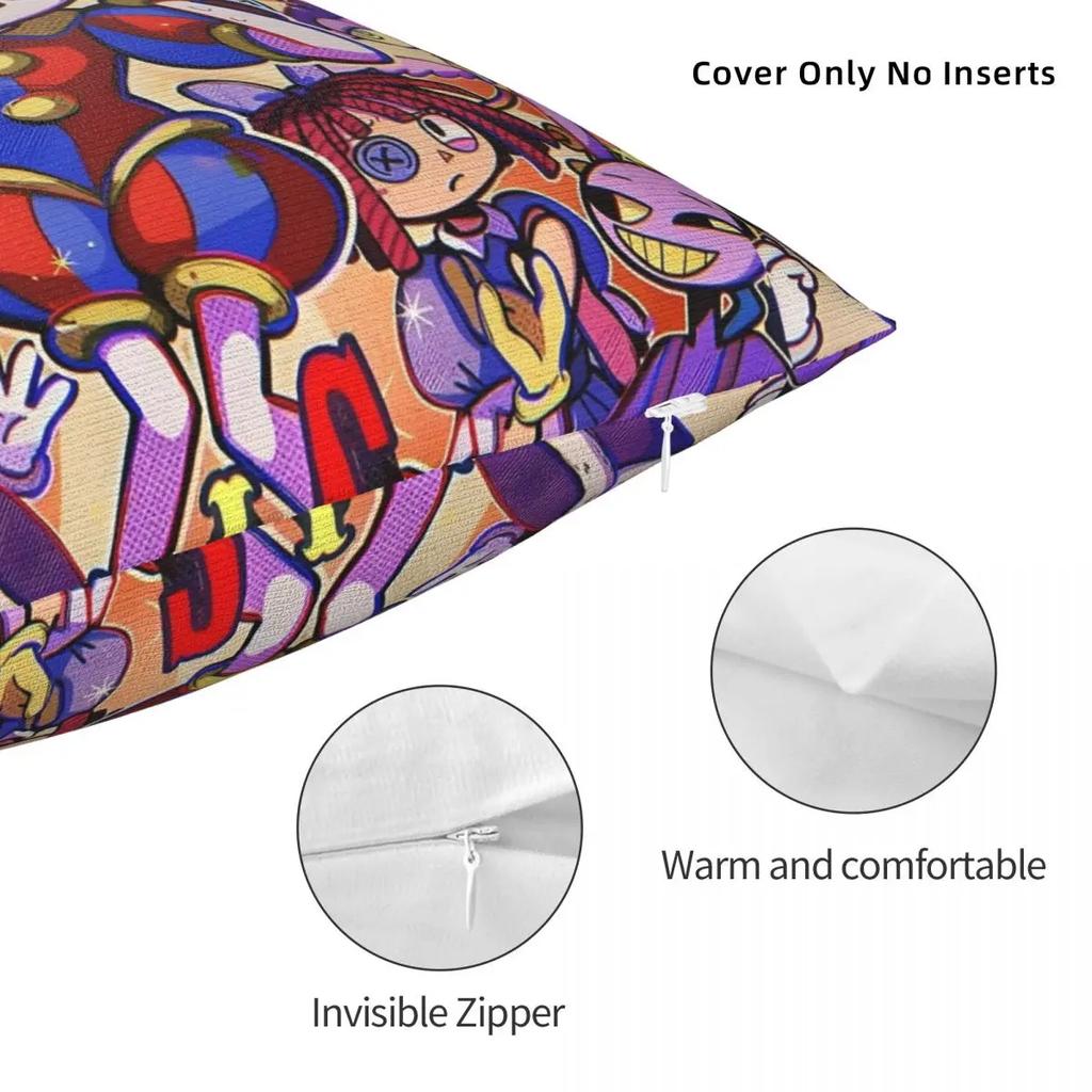 The Amazing Digital Circus Square Pillow Case Polyester Throw Pillow Awesome Cushion Covers