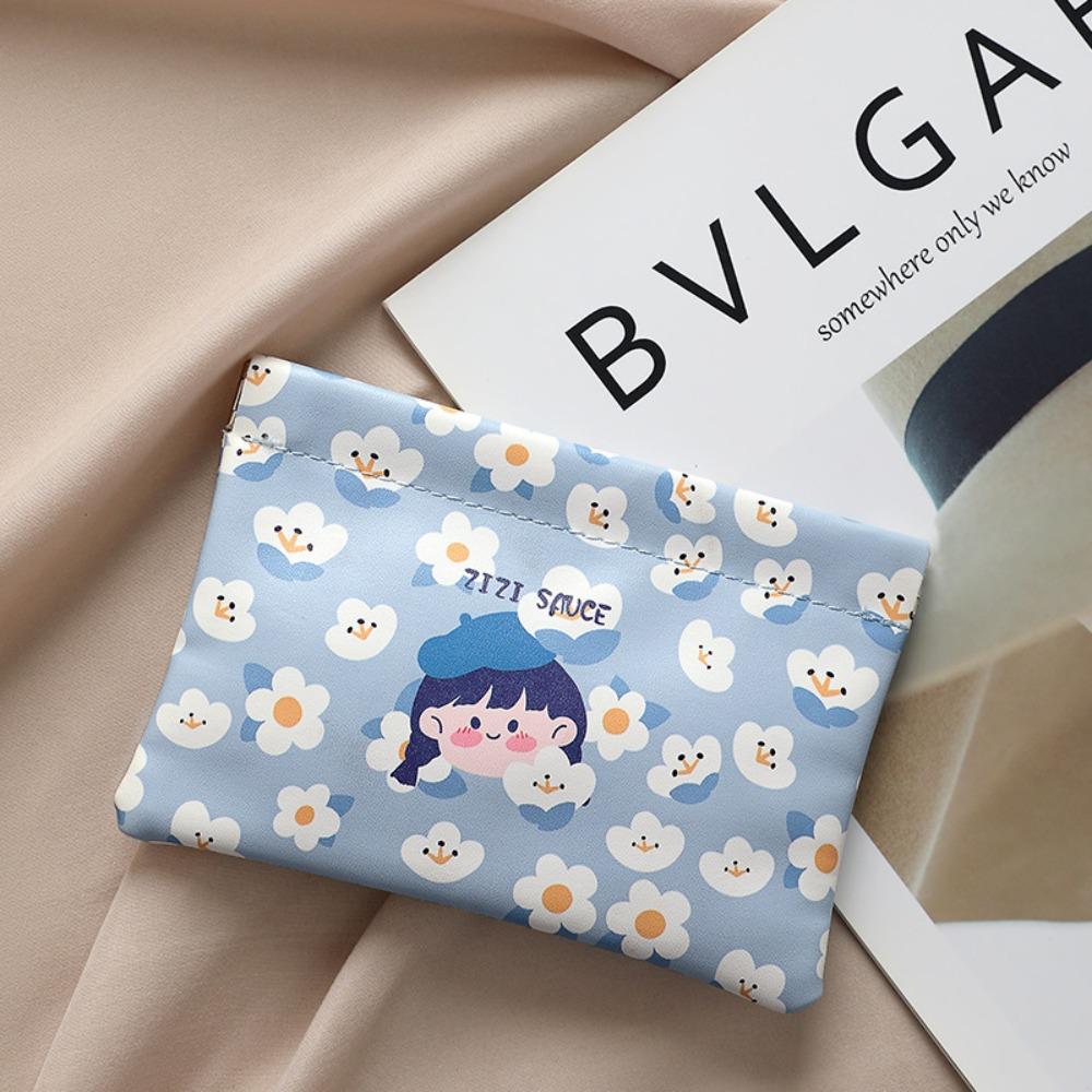 Neue automatische Schließung Mini Kosmetiktasche Weiches Pu-Leder Tragbare Lippenstifttaschen Cartoon Muster Make-up Tasche