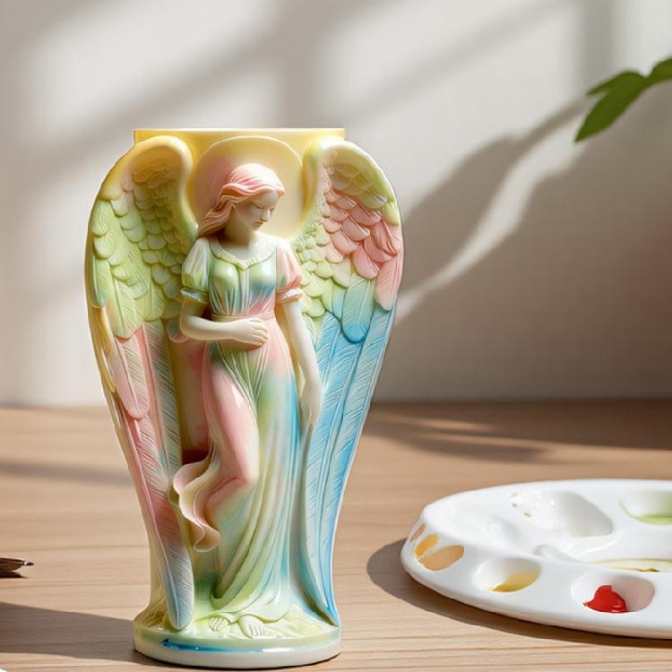 Detaillierte Relief Engel Blumentopf Silikonform für Harzkunst Schmuckbehälter Kerzenform Bastelzubehör