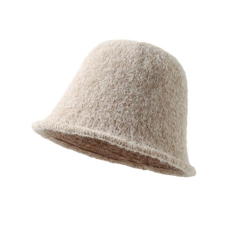 Hut weibliche einfarbig vielseitig Wolle Fischerhut Winter Gesicht kleine Fischerhut