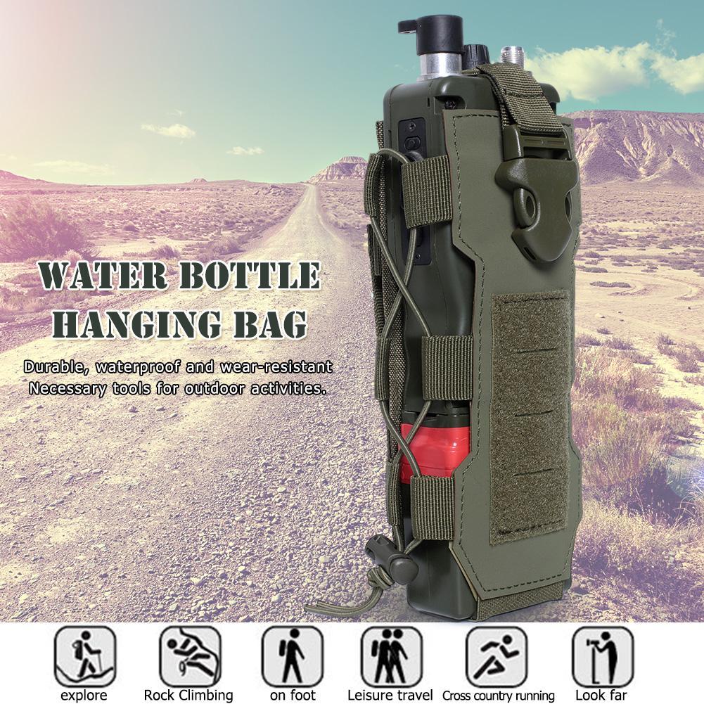 1pc Versatile Molle Water Bottle Bag for Outdoor Travel Backpacking Drawstring Bottle Kettle Holder Carrier Pouch