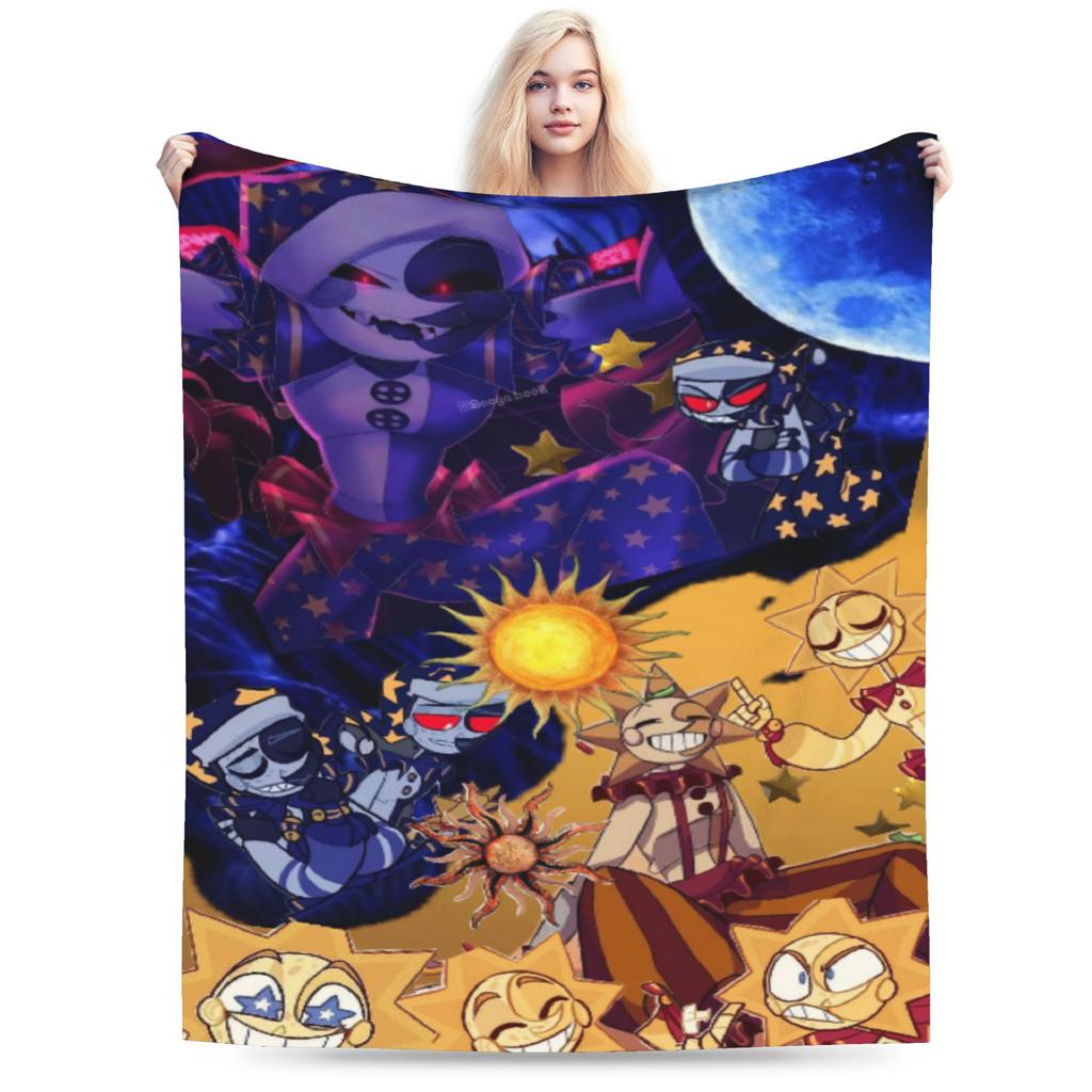 Coperta Divertente Sundrop E Moondrop fnaf Leggera Sottile Flanella Comoda Coperta da Divano Lavabile in Lavatrice