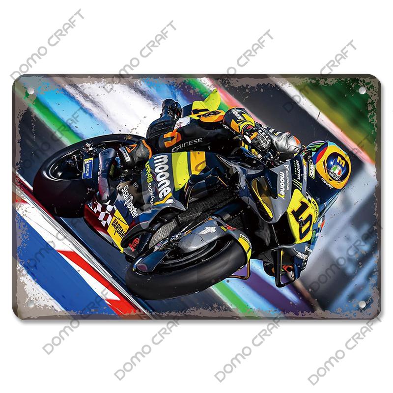 Motorcycle Racing Poster Vintage Metal Plate Racer Athlete Metal Tin Signs Retro Wall Decor Club Pub Bar Man Cave