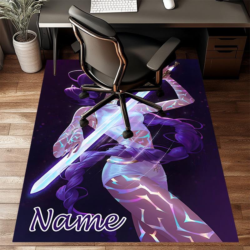 Custom KPop Demon Hunters Mat Personalized Name, Polyester Washable Indoor Entryway Rug, Gift for Christmas, Easter, Thanksgiving Day