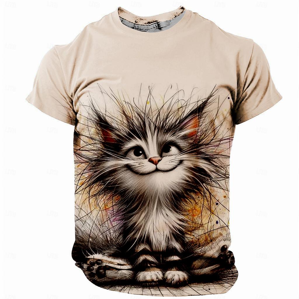 Summer Men's T Shirt Short Sleeve Animal Graphic Print Casual O-Neck Oversized Pullover Fashion Streetwear Male Clothing T-Shirt
