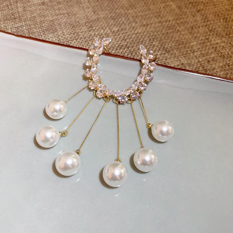 Baroque Pearl Diamond Bow Earrings Personality Earrings French Celebrity Earrings Women