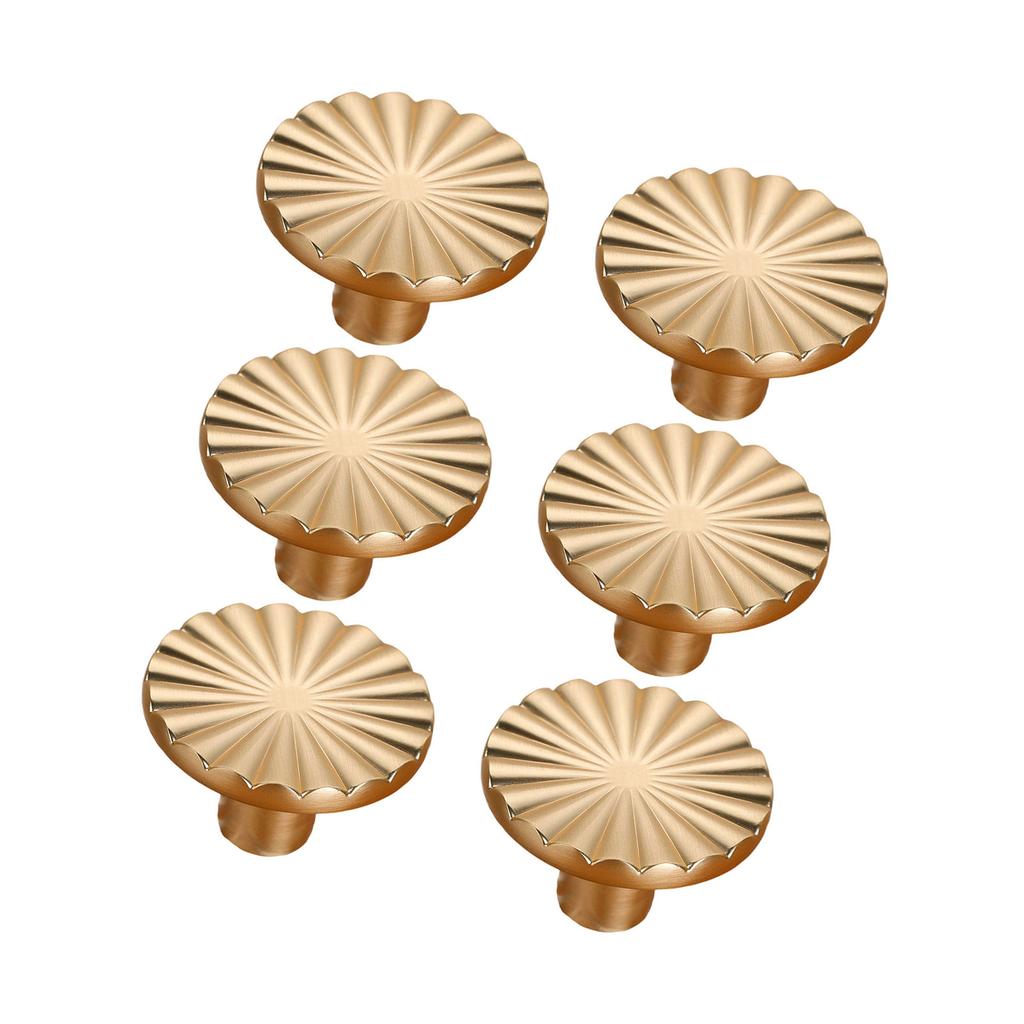 Set of 6 Elegant Drawer Knobs Brushed Brass Finish Zinc Alloy Handle for Modern Minimalist Home Decoration Daily Use