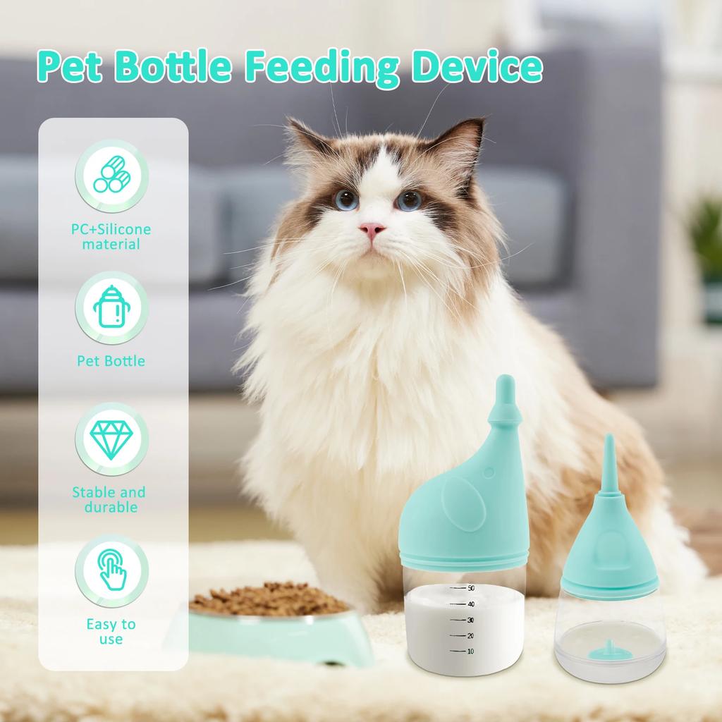 Pet Feeding Device Set Cat Dog Bottle Feeding Silicone Nipples Syringe Kitten and Puppy Suit Newborn Medication Device