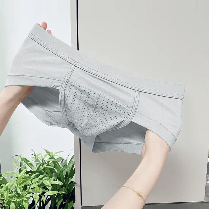 Solid Color Men's Breathable Mesh Briefs - Comfortable, Elastic, Sexy, Triangle Design