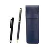 Shibo Leather Pen Case Blue, Metal Touch Pen Black, Epoxy Rotating Ballpoint Pen Set Blue SASL-ALB-WD002-L, Made In Japan, Shibo Cowhide Leather Pen