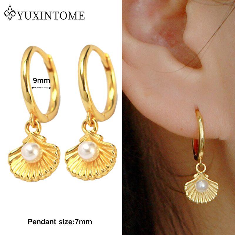 YUXINTOME 925 Silver Ear Needle Zircon Hoop gold Earrings For Women Square Plate Pendant Cutout Heart Earrings Fashion Jewelry