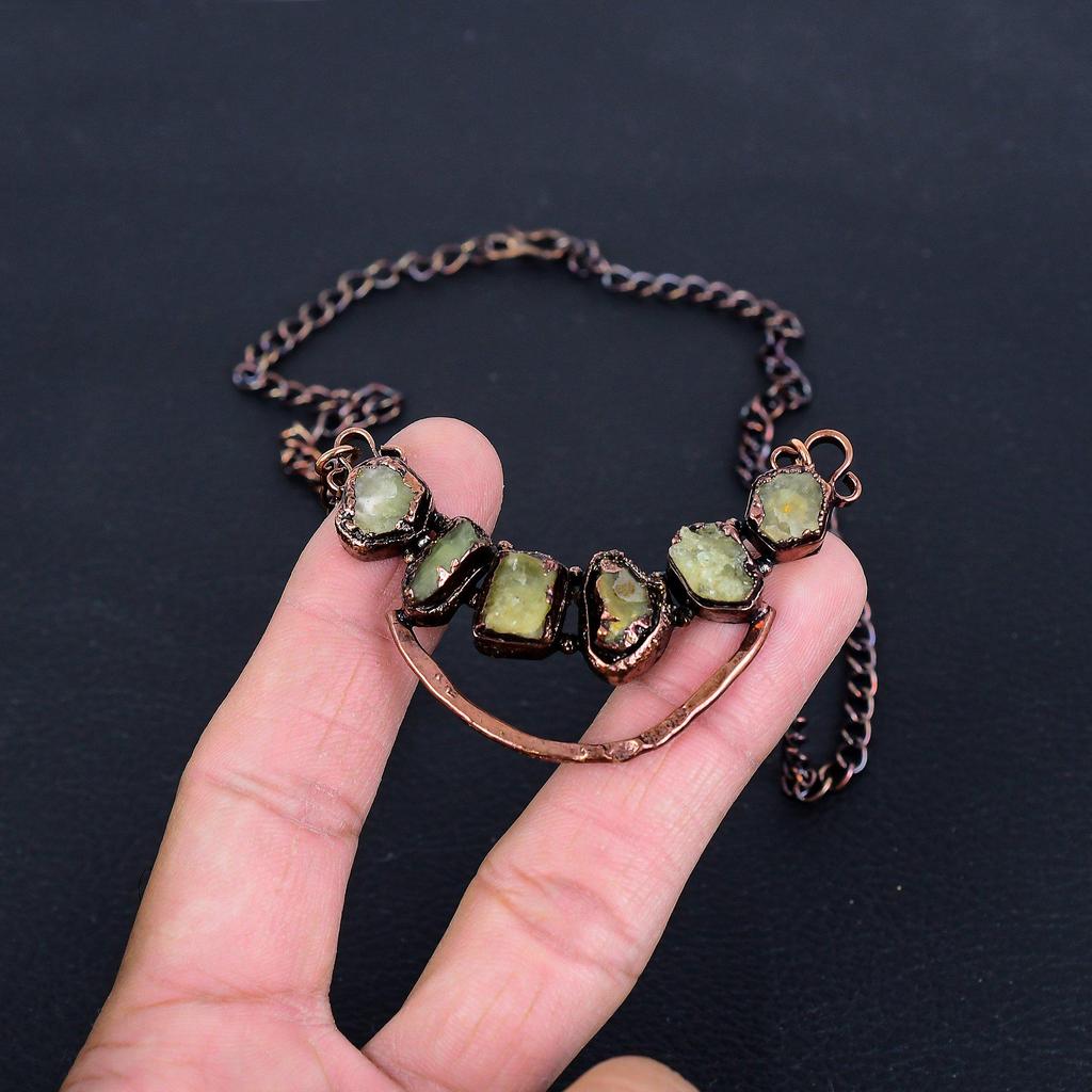Green Tourmaline Necklace, Gemstone Copper Electroformed Jewelry Necklace, Handmade Jewelry, For Anniversary Gift