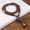 Boho Lucky Gift Party Handmade Mala Wood Bead Nepal Necklace Buddhist Horn Fish Pendant