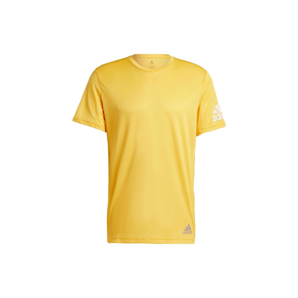 adidas T Shirts Men's Sunlight Yellow Crew Neck Moderate Straight Fit IC7647