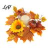 Fall Table Decoration Candle Rings Wreaths Artificial Maple Leaf Ring for Pillar Handcrafted Holder Holder Thanksgiving Halloween Home Party