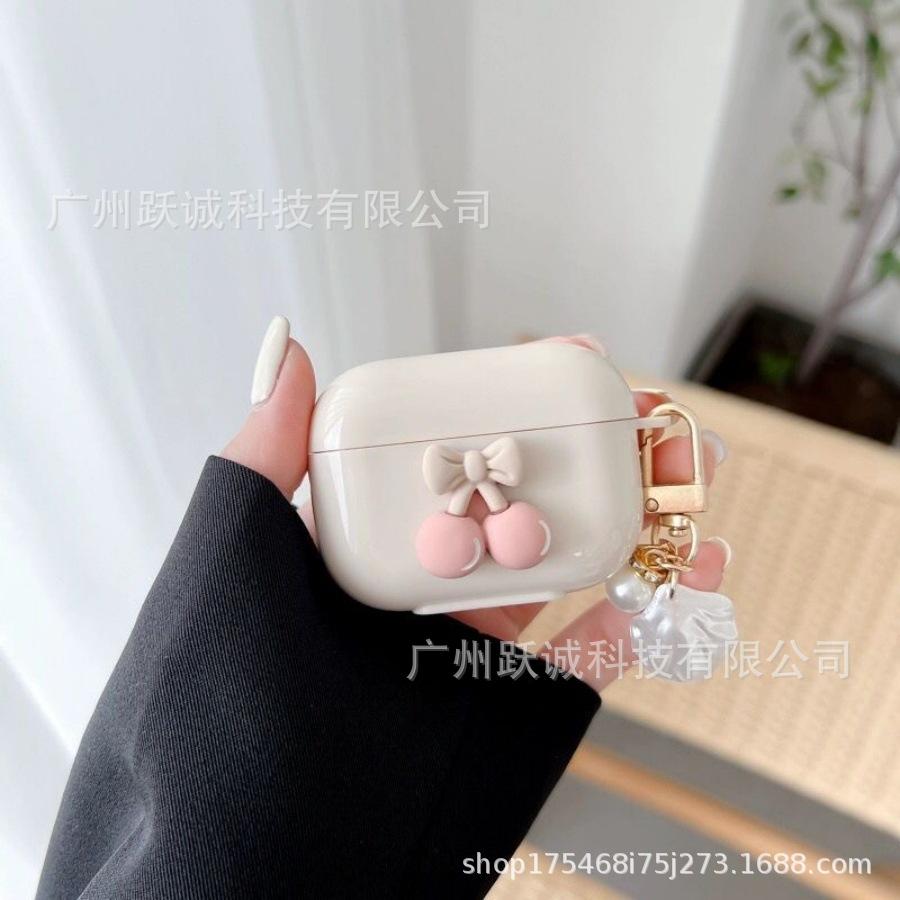 Applicable To Three-dimensional Pink Bow AirPods Pro 1/1 Generation Earphone Soft Protective Cover Apple 1/1 Generation Girl