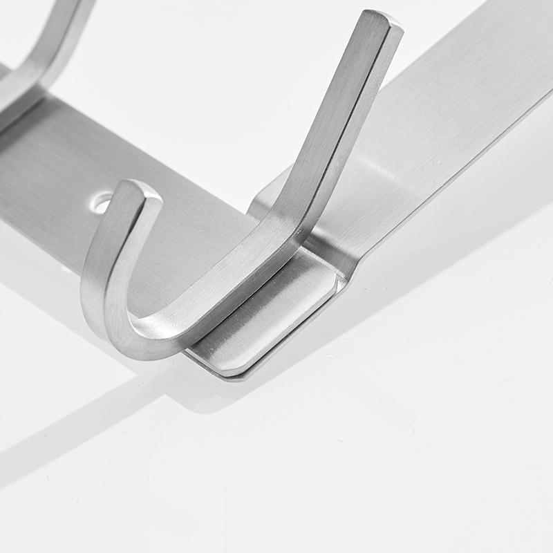 Over the Door Hook Horizontal 6 Hook Rack Hanger Towel and Clothing Hanger Stainless Steel Storage Overdoor Hook
