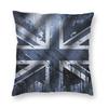 Blue Uk Distressed Union Jack Square Pillowcase Polyester Linen Velvet Printed Zip Decorative Home Cushion Case