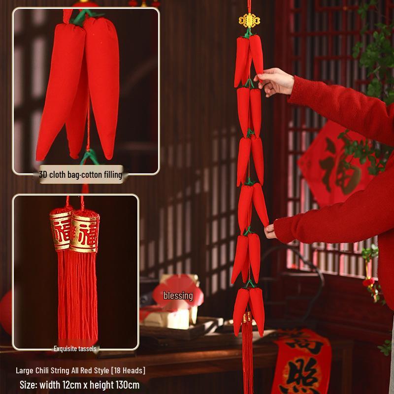 2026 Spring Festival Hanging Decorations: New Year Firecrackers, Lucky Bag, Chili, and Lantern Ornaments for Your Living Room