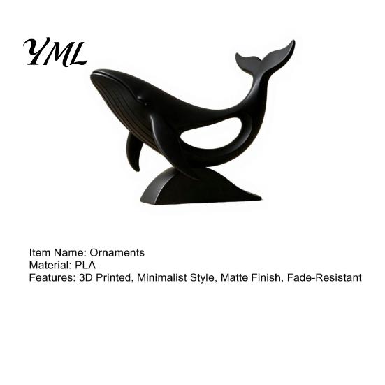 Niche Living Room Accents Minimalist Hollow Whale Figurine, 3D Printed Matte Animal Sculpture for Modern Home Decor Office Desk Decor, Statues
