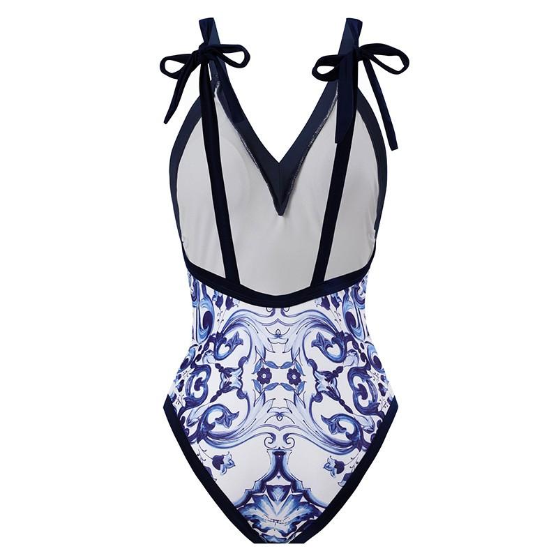 Womens Modest One-Piece Swimsuit With Skirted Bottom Floral Print Quick-Dry Swimwear Pool Beach Swimming