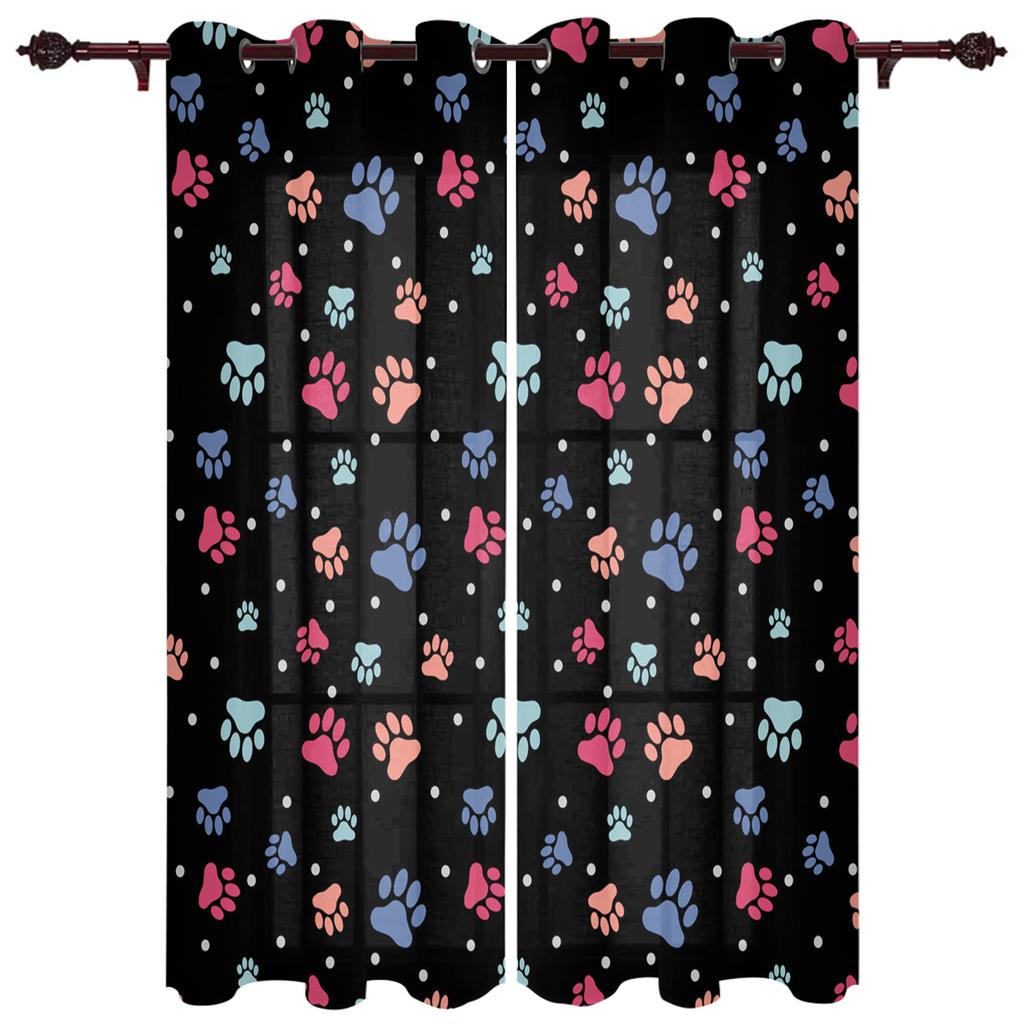 Colour Dog Paw Print Window Curtains Curtains for Living Room Decorative Items Living Room